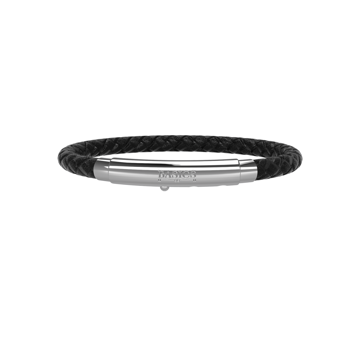 Lederarmband Classic (Schwarz, Silber)